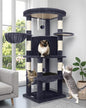 Globlazer Corner Cat Tree Tower for Indoor Cats, 51in Multi-Level Cat Condo Tower with Large Hammock, 7 Sisal Scratching Posts, Oversized Top Perch, Spacious Cat Cave, Hanging Basket, C51, Dark Grey