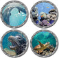 4 PCS Removable 3D Under The Sea Nature Scenery Wall Decals - Animals Wall Sticker Home Wall Art Decor for Bathroom Bedroom Door Kids Baby Nursery Room - Includes Turtles, Dolphins, Sea Lions, Coral