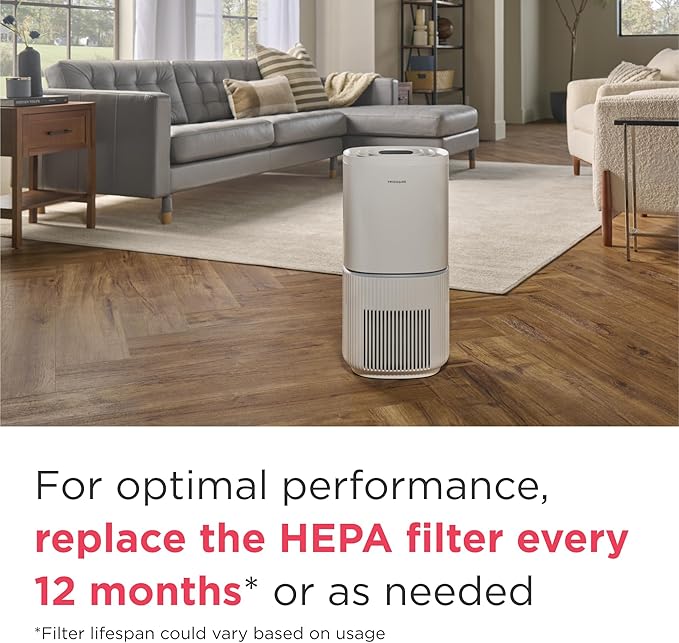 Frigidaire PureA300 XL HEPA Air Purifier with Wi-Fi for Large Rooms, Covers up to 1,685 Sq. Ft., 3-Stage Filtration, Energy Star Certification, Air Quality Monitoring, Smart Mode, Ultra Quiet, White