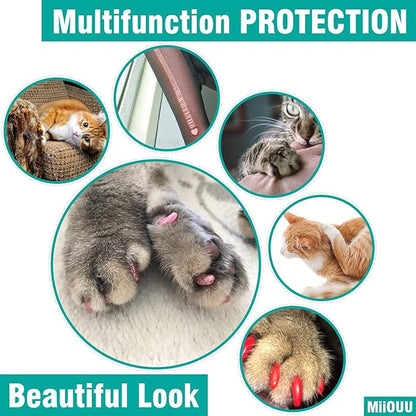 10x Colors / 100 pcs Cat Nail Caps | Cat Claw Covers with Adhesives and Applicators | Alpha (M)