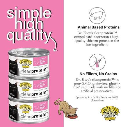 Dr. Elsey's cleanprotein Original Pork Recipe Wet Cat Food, (Pack of 24), 2.75oz Cans