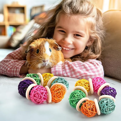 2 Pcs Natural Grass Chew Balls for Rabbits, Chinchillas, Hamsters & Mice - Safe Dental Health Toys for Teeth Grinding, Chewing & Dental Care, Small Animal Enrichment Chew Toys