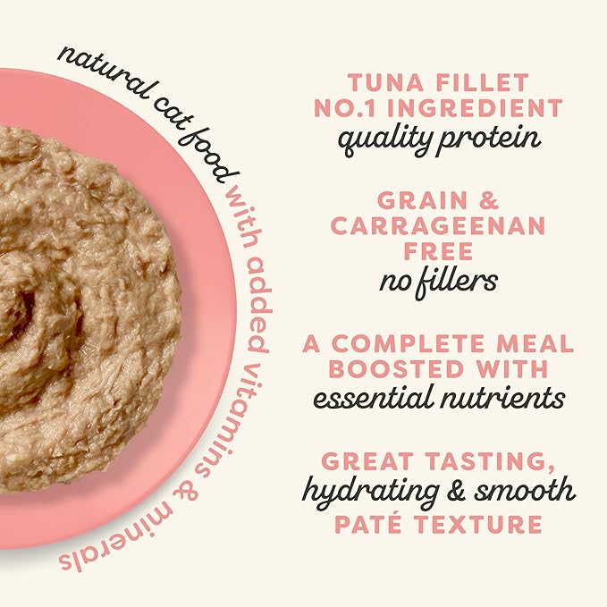 Applaws Vitality Wet Cat Food Paté, Natural Canned Cat Food, Wet Food for Cats with Added Vitamins and Minerals, Grain Free, Carrageenan Free, Tuna Fillet and Salmon Recipe (24 Count, 2.47 oz Cans)