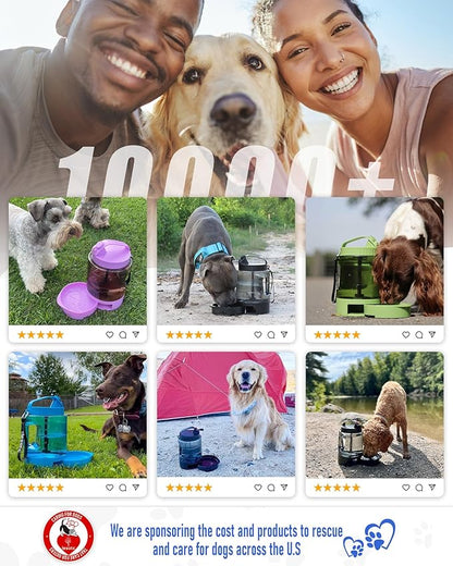 77oz Dog Travel Water Bottle, Large Portable Dog Water Bowl Dispenser, Leakproof Pet Drinking Bottle Dispenser for Hiking Camping Walking Travelling Beach Car Trips, No Spill, BPA Free,Purple