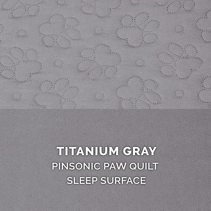 Furhaven Cooling Gel Dog Bed for Large Dogs w/ Removable Bolsters & Washable Cover, For Dogs Up to 95 lbs - Pinsonic Quilted Paw L Shaped Chaise - Titanium, Jumbo/XL