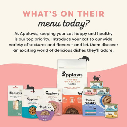 Applaws Vitality Wet Cat Food Paté, Natural Canned Cat Food, Wet Food for Cats with Added Vitamins and Minerals, Grain Free, Carrageenan Free, Tuna Fillet and Salmon Recipe (24 Count, 2.47 oz Cans)