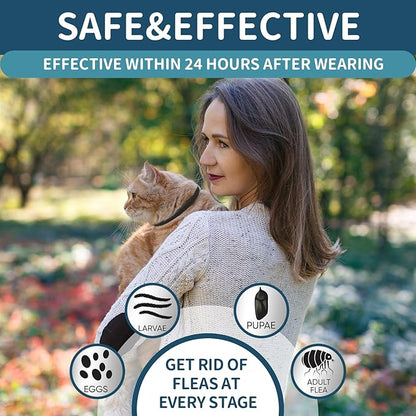 Flea and Tick Collar for Cats - 4 Pack, 32 Month Protection Treatment, Waterproof, Natural Prevention, Adjustable for Cats & Kittens (Black)