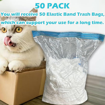 50 Pack Litter Box Liners Compatible with Lifewit Litter Box Cat, Elastic Band Trash Bags for Disposal of Cat Waste, Waterproof and Leak Proof (Clear)