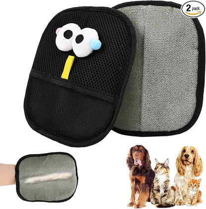 2 PCS Electrostatic Pet Hair Remover, Pet Hair Remover Tool for Cats & Dogs, Cleaning Gloves for Carpet, Couch, Furniture, Car Seat, Double-Sided, Reusable, Washable