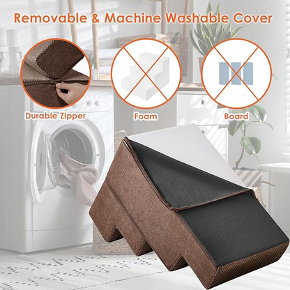 EHEYCIGA Dog Stairs for Bed 20" H, 4-Step Extra Wide Dog Steps for High Bed, Pet Steps for Small Dogs and Cats, Non-Slip Balanced Pet Ramp Indoor, Brown