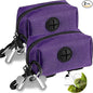 Dog Waste Bag Dispenser Pet Poop Bags Holder for Doggie Waste Bags Dispensers Soft Fabric Zipper Small Doggy Puppy Pouch for Leash Accessory Attachment with Carrier,2PCS Purple