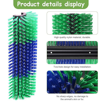 2PCS Livestock Scratch Brush, 17.5 x 7.8 Inch Goat Brushes for Grooming, Horse Brushes for Scratching, Livestock Brushing with 4 Screws for Horse, Elk, Cattle, Pig, Sheep（Green）