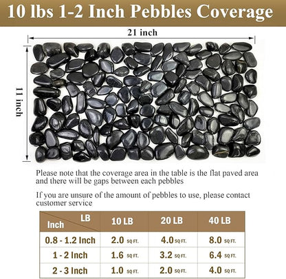 20 lbs Decorative Black River Rocks for Plants, 1-2 inch Natural Black Pebbles for Indoor Plants, Plant Rocks, Rocks for Outdoor Landscaping, Vase, Decorative Stones and Garden Rocks