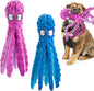 Alphatool Squeaky Dog Toys - 2pcs Soft Plush Chew Crinkle Puppy Toys to Keep Them Busy, Octopus No Stuffing Interactive Essentials for Teething Small Medium Pets Dogs Gifts