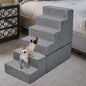 Dog Steps for High Beds 30-32" H - 6-Step Dog Stairs for Small Dogs, 33D Foam Pet Steps for High Bed with Non-Slip Bottom and Washable Cover, Dogs Ramp for Bed Indoor, Grey