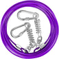 Dog Tie Out Cable - 10/15/20/25/30FT Heavy Duty for Large Dogs Up to 250LBS - Rosy Pink/Blue/Purple/Silver/Red/Green/Yellow