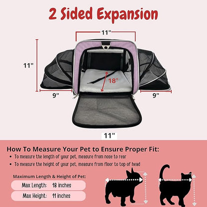 Airline Approved Expandable Premium Pet Carrier on Wheels- Two Sided Rolling Carrier- Designed for Dogs & Cats- Extra Spacious Soft Lined Carrier! - Pink (RL-PET-CARRIER-WHEELS)