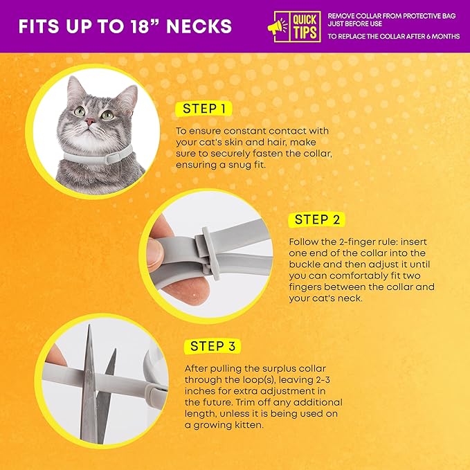 Flea and Tick Prevention Collars for Cats: Effective Pet Flea & Tick Treatment for Cats - Waterproof Adjustable Flea Tick Collars for Large & Small Cat, Outdoor Fleas Ticks Control for Kittens 4 Pack