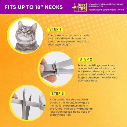 Flea and Tick Prevention Collars for Cats: Effective Pet Flea & Tick Treatment for Cats - Waterproof Adjustable Flea Tick Collars for Large & Small Cat, Outdoor Fleas Ticks Control for Kittens 4 Pack