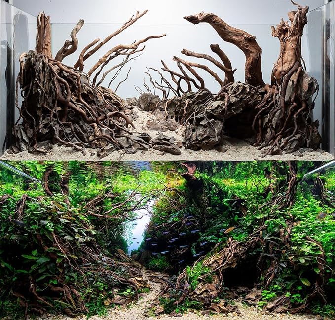 Aquarium Driftwood Roots for aquascaping - 160g Mix Natural Wood Roots for Aquarium aquascaping, aquascaper Essentials Driftwood Roots