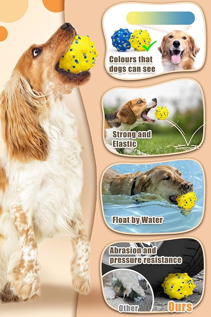 Dog Tennis Balls for Aggressive Chewers, Indestructible Durable Bouncy Interactive Toy for Dogs Fetch Game Lightweight Floating Outdoor Training(4Pcs Medium)
