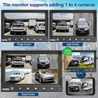 7 Inch RV Backup Camera Wireless, HD 1080P DVR Backup Camera High-Speed Rear View Observation System Stable Signals for RVs, Trucks, Trailers, IP69 Waterproof IR Night Vision