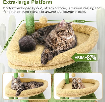 Globlazer Cactus Giant Cat Tree, 83 inch Cat Tree for Indoor Cats Large Adult, XXL Cat Tower with 9 Scratching Posts for 20lb+ Heavy Duty Large Adult Cats, F83, Green