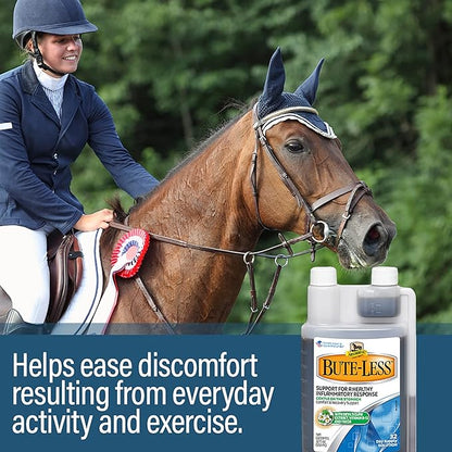 Absorbine Bute-Less Long-Term Horse Comfort & Recovery Supplement Solution, Gentle on Stomach, Devil's Claw, Vitamin B-12, Yucca, 32oz / 32 Day Supply