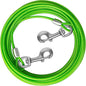Dog Tie Out Cable 10/15/20/25/30 FT Runner for Yard Steel Wire Cable with Durable Superior Clips Green Chains for Outside Dog Lead for Large Up to 165 Lbs