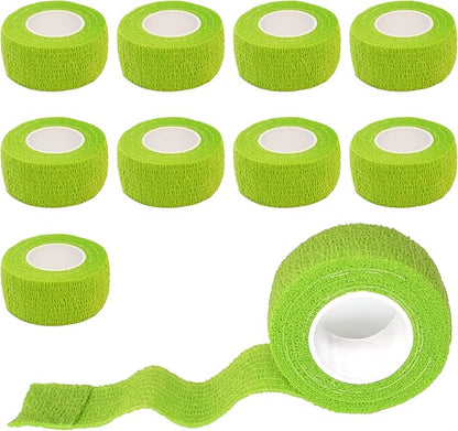 9 Pack 1" x 5 Yards Self Adhesive Bandage Wrap Self Stick Wrap for Ankle, Wrist, Finger, Sports, Breathable Cohesive Vet Tape for Pets (Grass Green)