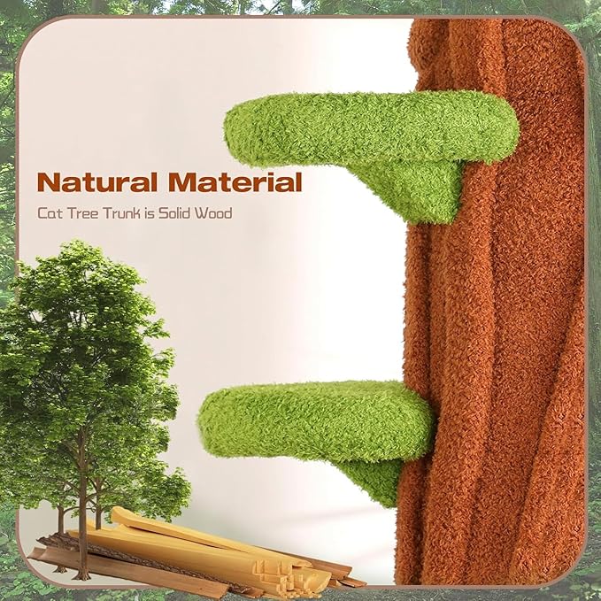 Extra Large Cat Tree Tower,90.55" Tall Forest Theme Cat Condo for Indoor Cats,Multi-Level Luxury Huge Cat Condo with Scratching Mats,Removable Mats,Heavy Duty House with Toys for Multi-Cat Household