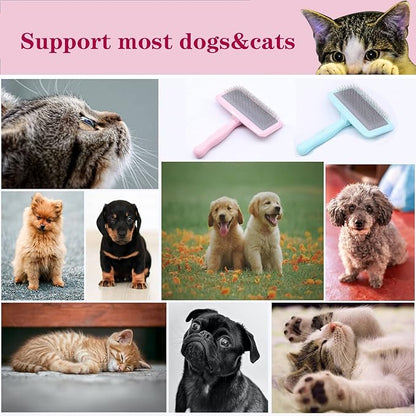 Air Cushion Slicker Brush for Dogs Cats,Soft Pin Shedding Brush for Short Haired Dog,Cat, Pet Grooming Wire Brush for Thin Curly Matted Tangled Hair,14mm(0.55"),Pink