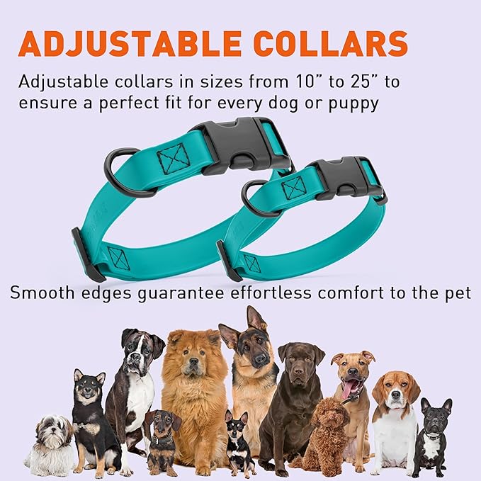 Dogline Biothane Waterproof Dog Collar with Quick Release Buckle Strong Coated Nylon Webbing with Odor- Proof for Easy Care Easy to Clean Fits Small Medium Large Dogs, Teal 5/8" W 9-14" L