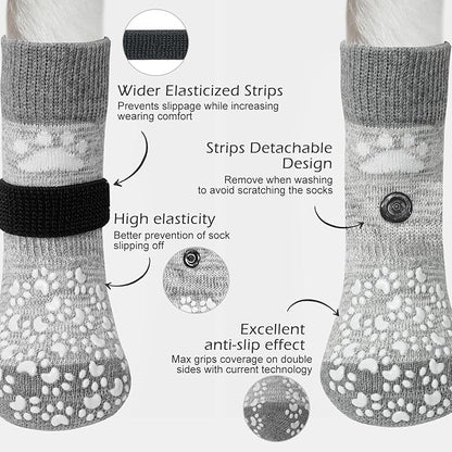 EXPAWLORER Anti Slip Dog Socks to Prevent Licking Paws, Dog Shoes for Hot Pavement, Dog Booties for Small Medium Large Senior Dogs, Traction Control Boots & Paw Protectors for Hardwood Floors