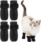 4Pcs Cat Shoes, Anti Scratch Cats Claw Covers, 3.62×1.57 Inches Breathable Mesh Nail Caps for Cats Claws, Adjustable Cat Mittens for Pet Bathing Feeding Cutting Nails(Black)