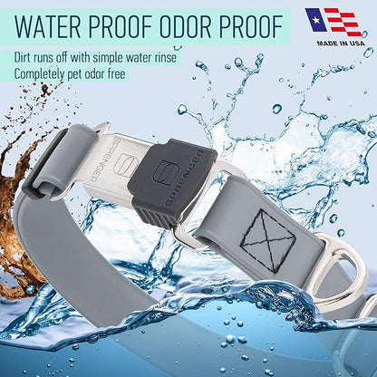 Dogline Biothane Waterproof Dog Collar with Herm Sprenger Stainless Steel Quick Release Buckle – Heavy Duty Tactical Durable Collar for Dogs – Comfortable and Safe Pet Collar, W 1" L 15-25", Gray