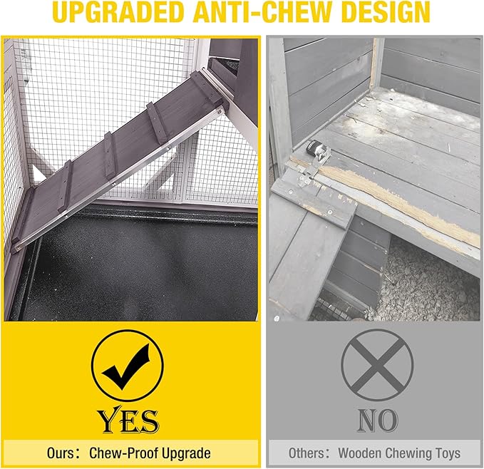 AIVITUVIN 2-Story Rabbit Hutch Indoor for 2-4 Rabbits & Guinea Pigs Wooden Small Animal Cage Guinea with Chew-Proof Design & Slide-Out Trays Bunny Cage with Lockable Wheels