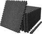 AIRHOP 0.79in Thick 48 Sq Ft Exercise Equipment Mats, 12 Tiles Upgraded Rubber Top with High Density EVA Foam, Large Interlocking Puzzle Gym Flooring for Home Gym, Heavy Weight Workout,Black & White