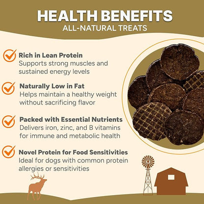 Gaines Family Farmstead Elk Chips for Dogs – 4 oz, Natural Single-Ingredient Dog Treats, High-Protein Rawhide-Free Chews, Healthy Grain-Free Snacks, Made in USA