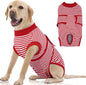 FUAMEY Dog Recovery Suit Male,Dogs Surgery Neuter Suits Puppy Spay Shirts for Female Protect Dog's Skin Anti Licking Abdominal Wounds Doggie Onesie Pet Bodysuit Alternative to Cone Red Stripes XL