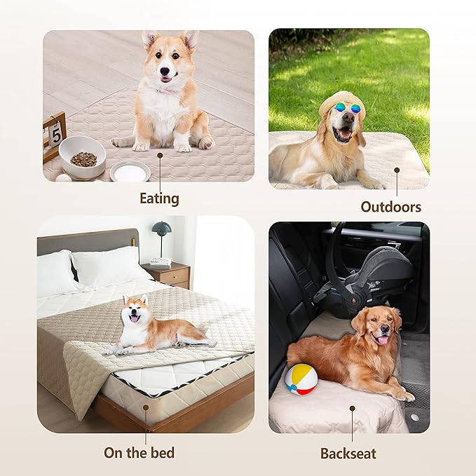 gogobunny 100% Double Sided Waterproof Dog Blanket Soft Pet Bed Cover Reversible Protect Furniture Couch Sofa Car for Puppy Cat Kids (Dark Beige/Light Beige, 30x80 Inch (Pack of 1))