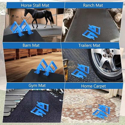2 Piece Mat Movers Set, Heavy Duty Rubber Mat Grippers for Horse Stalls, Gym, Barn, Trailer, Stall Mat Handlers with Strong Handle and Plastic Teeth, Effortless Mat Puller for Tack Room, Barn