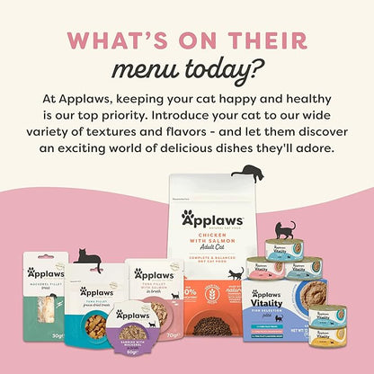 Applaws Vitality Wet Cat Food in Broth, Natural Canned Cat Food, Wet Food for Cats with Added Vitamins and Minerals, Grain and Carrageenan Free, Tuna Fillet & Shrimp in Broth (24 Count, 2.47 oz Cans)