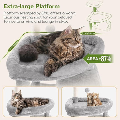 Globlazer Giant Cat Tree, 83 inch Cat Tree for Indoor Cats Large Adult, XXL Cat Tower with 9 Scratching Posts for 20lb+ Heavy Duty Large Adult Cats, F83, Light Grey