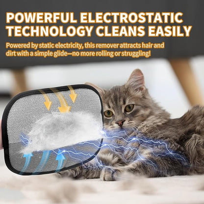 2PCS Electrostatic Pet Grooming Gloves, Reusable Hair Remover for Dog Cat Fur on Clothes Furniture Car Seat/Five Fingers/Black