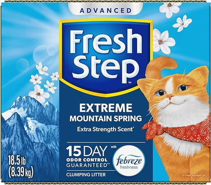 Fresh Step Advanced Extreme Clumping Litter with Febreze Freshness with Mountain Spring Scent, Fights Odor on Contact, 37 lbs. (2 x 18.5 lb. Box)
