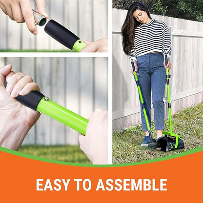 Dog Pooper Scooper with Bag Attachment, 40" Long Handle Pooper Scooper for Large Dogs, Dog Poop Scoop for Yard, Large Capacity Swivel Bin and Rake, Lavender Scented Bags (Green)