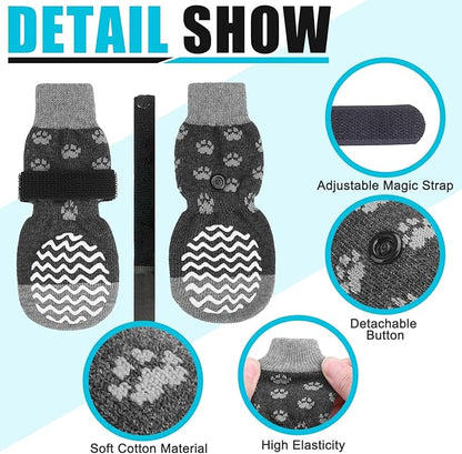 EXPAWLORER Anti Slip Dog Socks to Prevent Licking Paws, Dog Shoes for Hot Pavement, Dog Booties for Small Medium Large Senior Dogs, Traction Control Dog Boots & Paw Protectors for Hardwood Floors