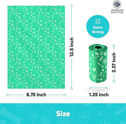 AKC Dog Poop Bags - Leak Proof Pet Waste Bags - 16 Refill Rolls - Lavender Scent - 240 Count (Toy Print)