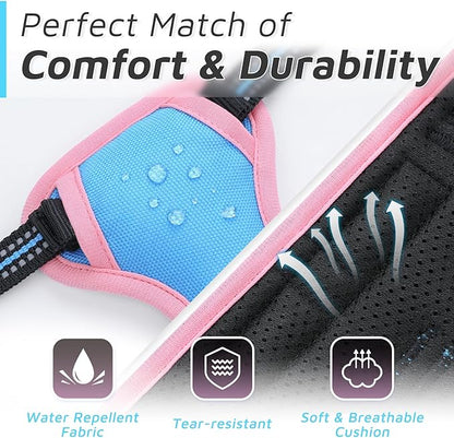 Eagloo Small Dog Harness No Pull, Service Vest with Reflective Strips and Control Handle, Adjustable and Comfortable for Walking, No Choke Pet Harness with 2 Metal Rings, Pink & Blue, XS